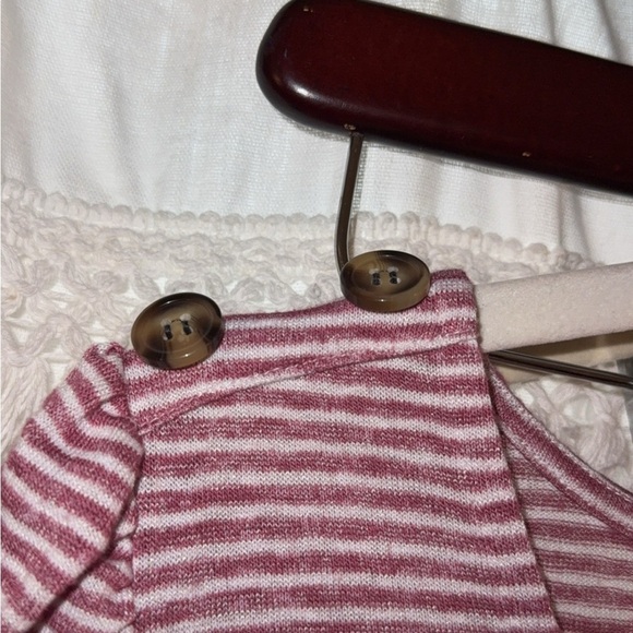 Striped Short Sleeve Top with Button Detail - Picture 3 of 3